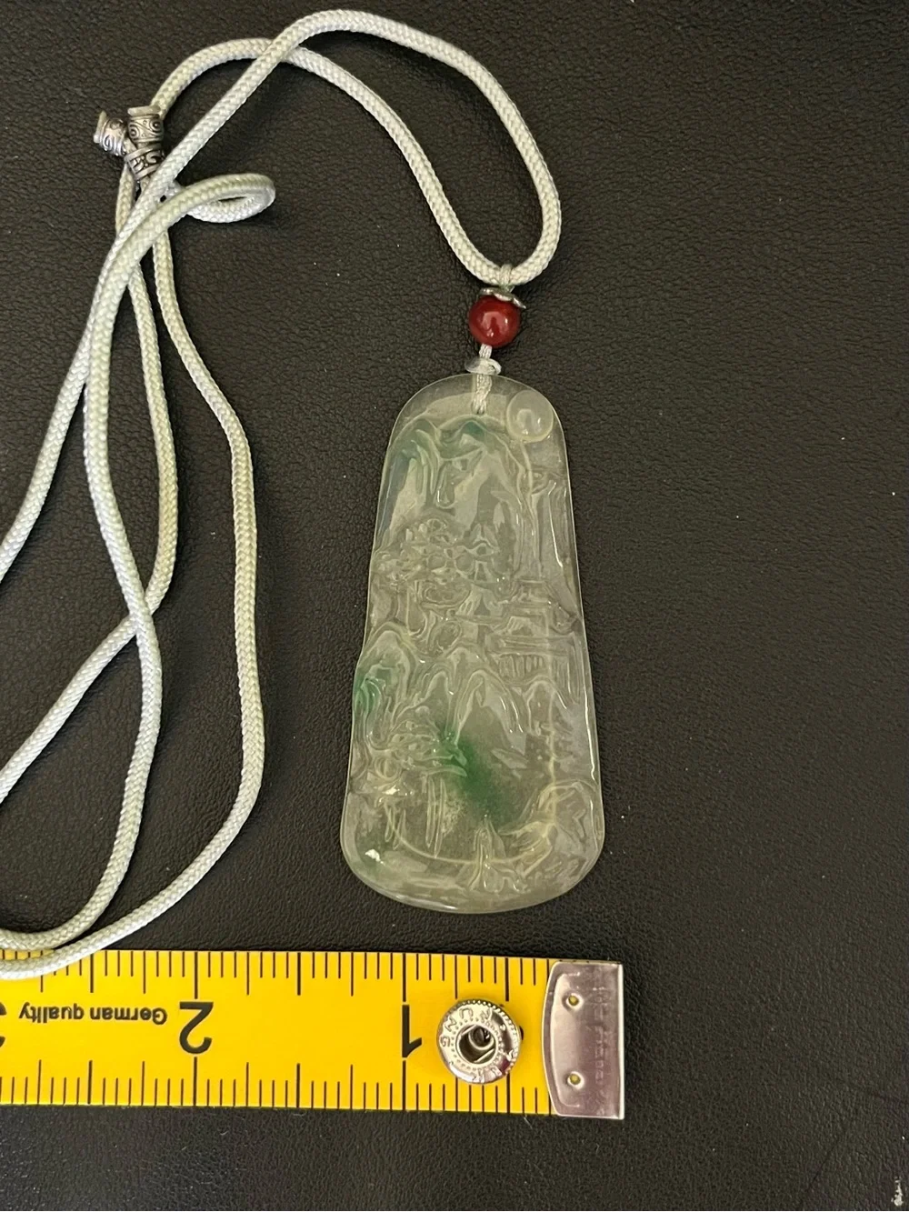 Carved Jadeite Jade Landscape Pendant / Necklace